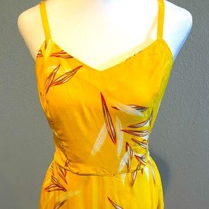 Tropical Floral Yellow Sundress, Size Small